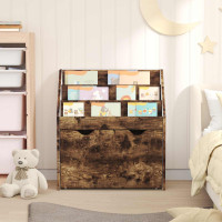 Produktbild för Barnbokhylla med låda Rökt ek 60 x 29,5 x 69 cm Konstruerat trä