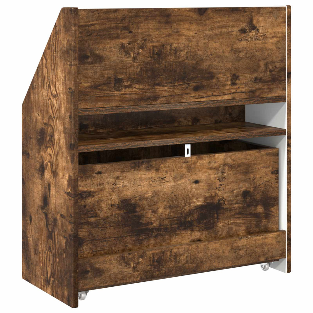 Produktbild för Barnbokhylla med låda Rökt ek 60 x 29,5 x 69 cm Konstruerat trä