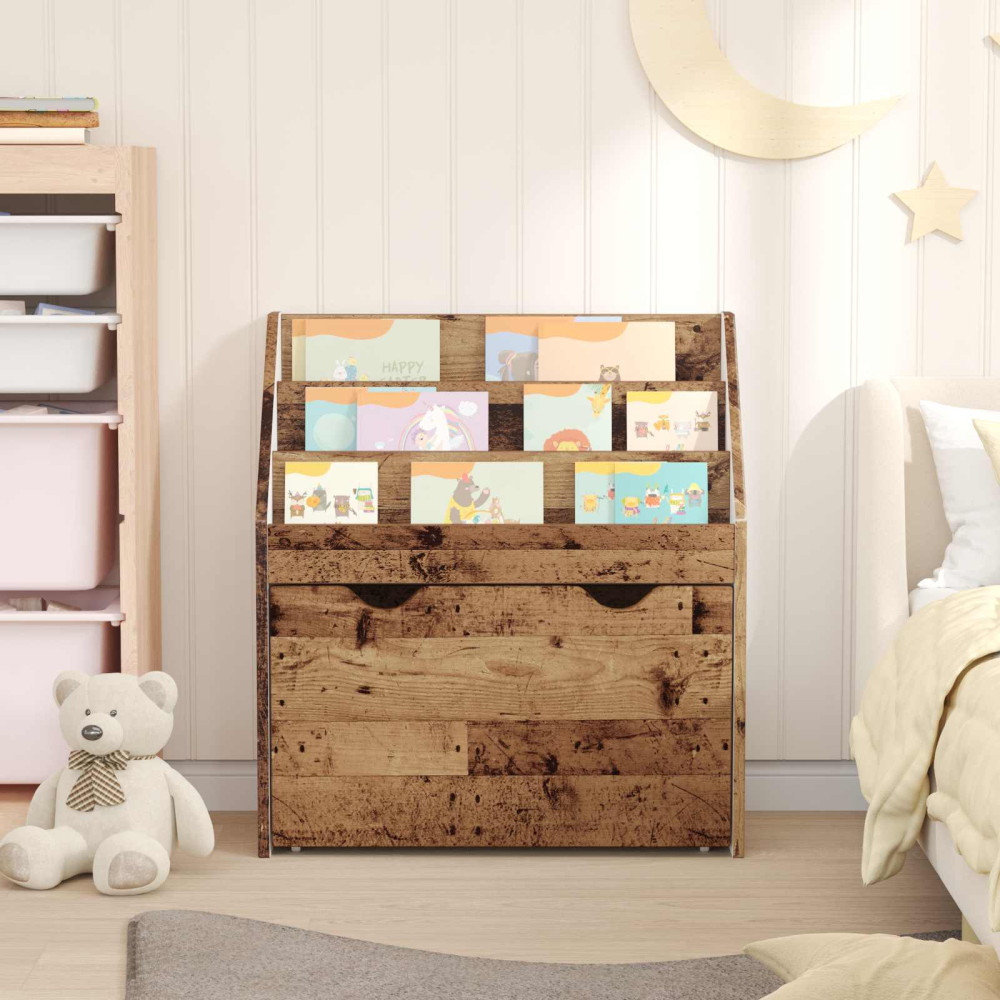 Produktbild för Barnbokhylla Gammalt trä 60 x 29,5 x 69 cm Konstruerat trä