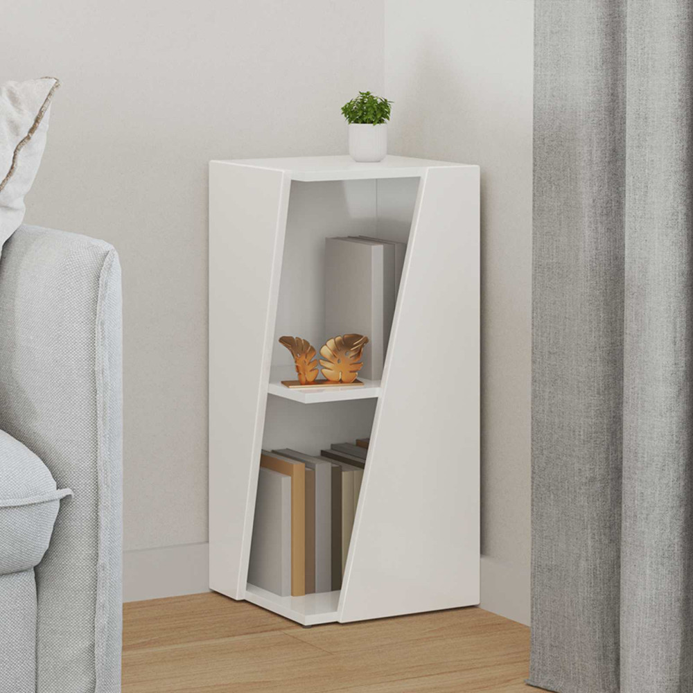 Produktbild för Sidobrett Högblanka vita 33 x 32 x 70,5 cm Konstruerat trä