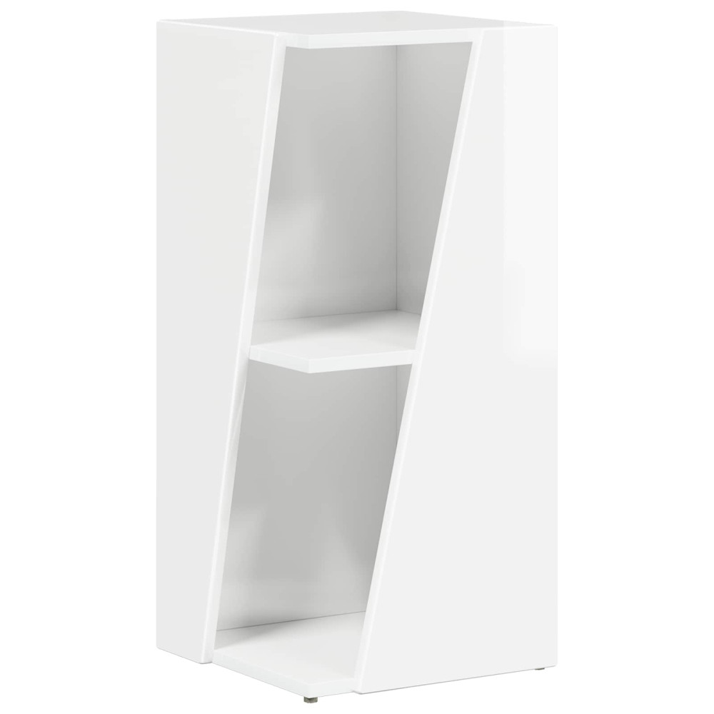 Produktbild för Sidobrett Högblanka vita 33 x 32 x 70,5 cm Konstruerat trä