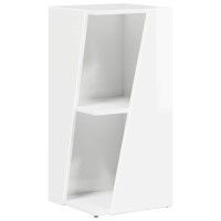 Produktbild för Sidobrett Högblanka vita 33 x 32 x 70,5 cm Konstruerat trä