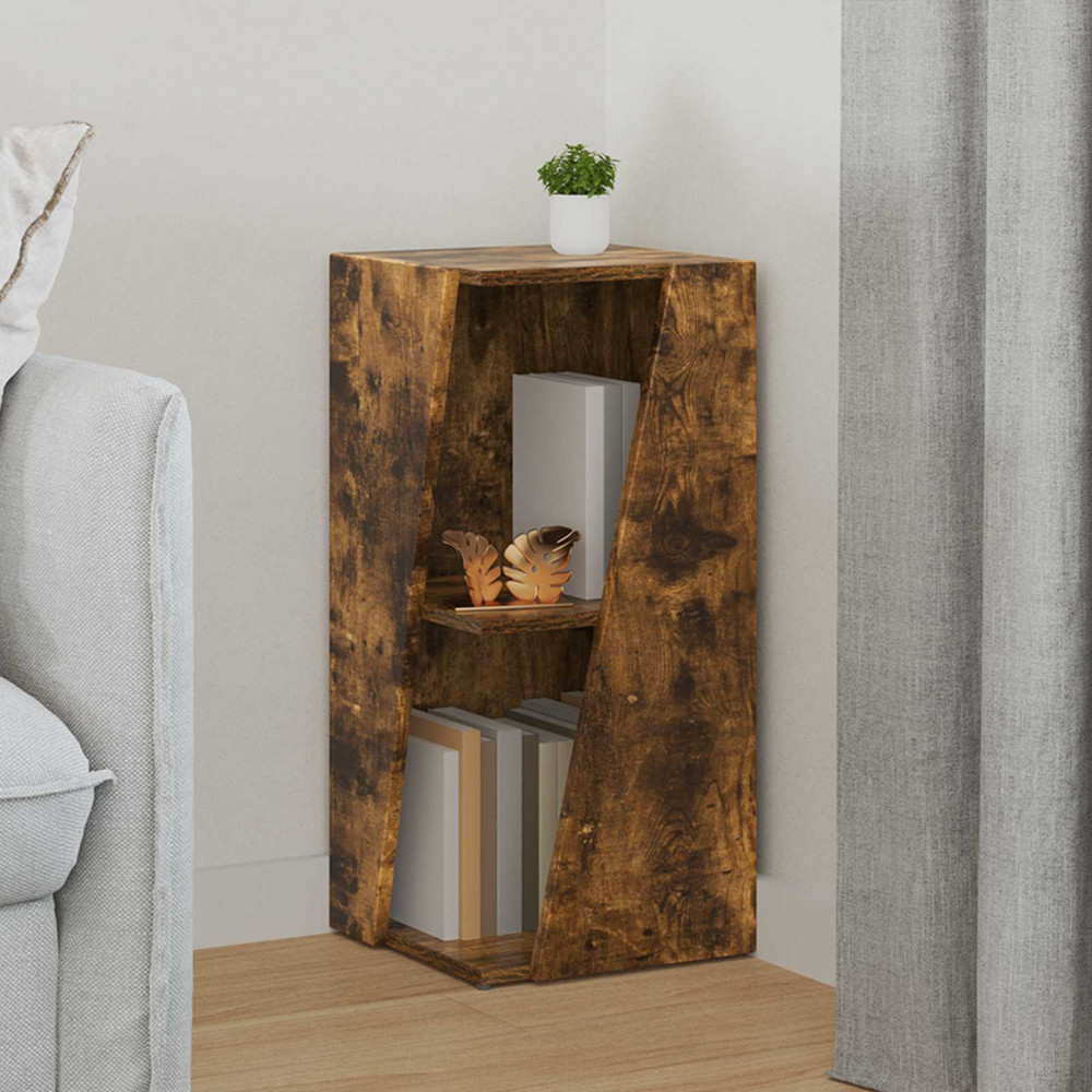 Produktbild för Sidobrett Rökt ek 33 x 32 x 70,5 cm Konstruerat trä