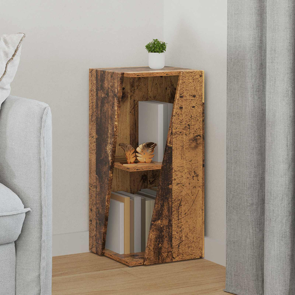Produktbild för Sidobrett Gammalt trä 33 x 32 x 70,5 cm Konstruerat trä