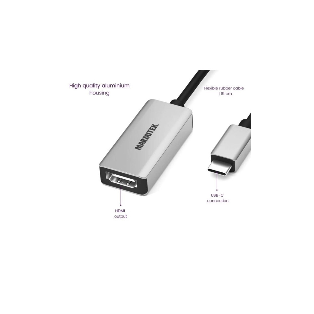 Produktbild för Marmitek 25008369, Svart, Silver, 0,15 m, 3840 x 2160 pixlar...