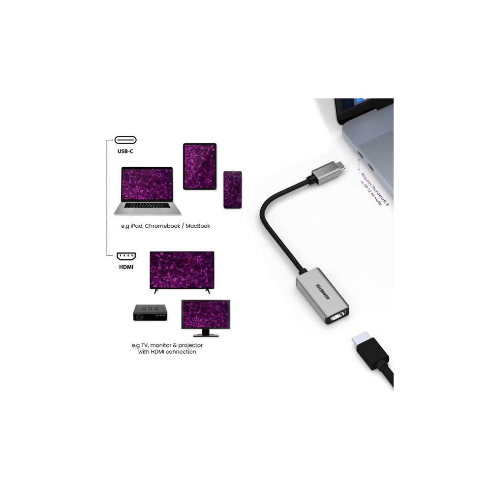 Produktbild för Marmitek 25008369, Svart, Silver, 0,15 m, 3840 x 2160 pixlar...