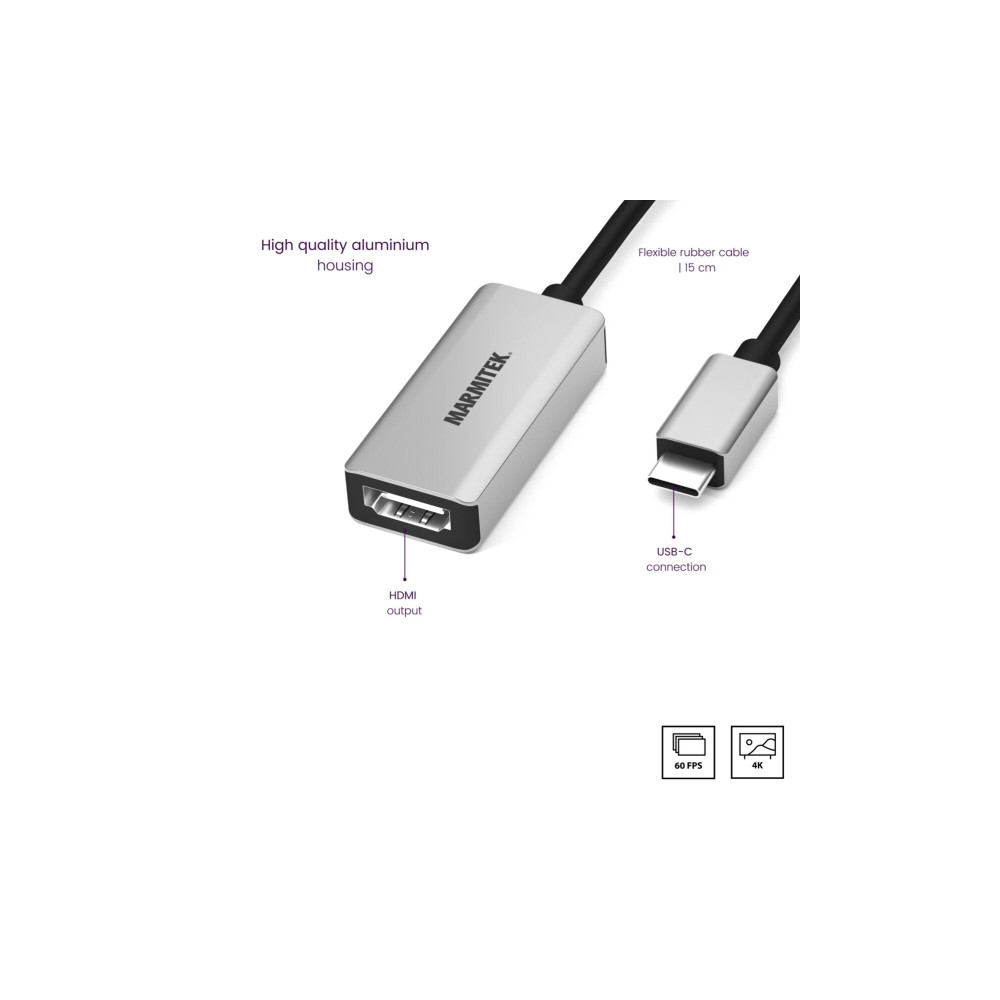 Produktbild för Marmitek 25008369, Svart, Silver, 0,15 m, 3840 x 2160 pixlar...