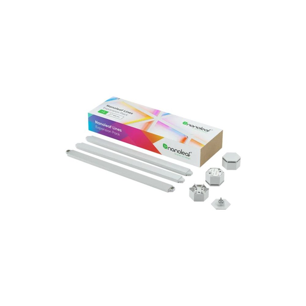 Produktbild för Nanoleaf Lines 60 Degrees Expansion Pack - trådlös belysningsuppsättning - LED x 3 - 2 W - RGBW-lampa - 1200-6500 K - slinga