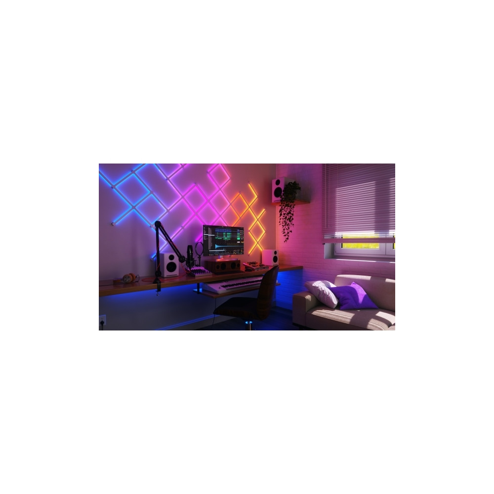 Produktbild för Nanoleaf Lines 60 Degrees Expansion Pack - trådlös belysningsuppsättning - LED x 3 - 2 W - RGBW-lampa - 1200-6500 K - slinga