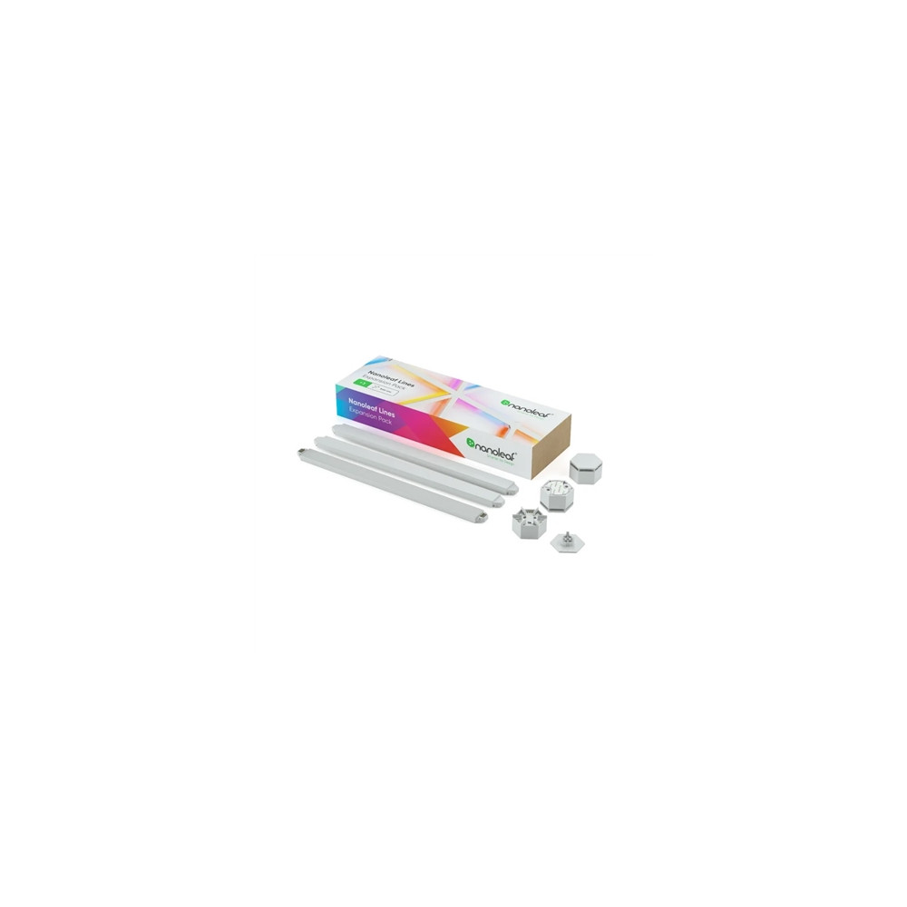 Produktbild för Nanoleaf Lines 60 Degrees Expansion Pack - trådlös belysningsuppsättning - LED x 3 - 2 W - RGBW-lampa - 1200-6500 K - slinga