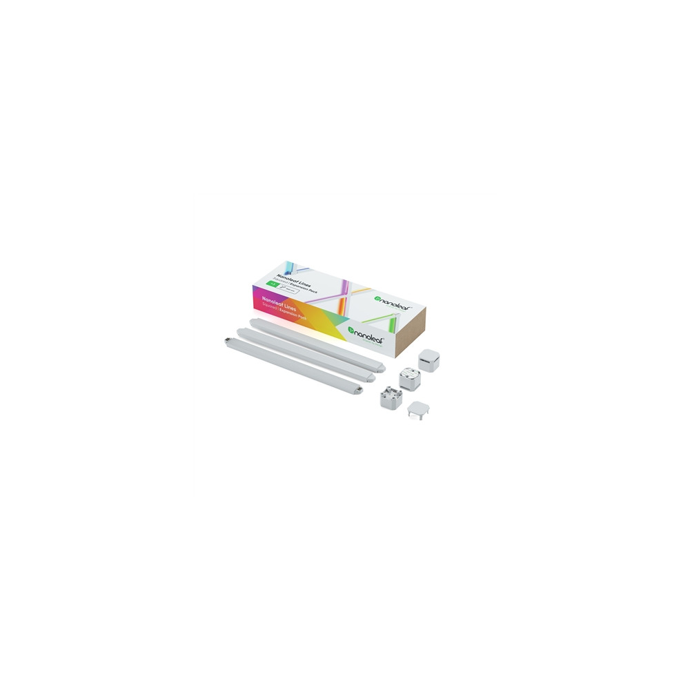Produktbild för Nanoleaf Lines 60 Degrees Expansion Pack - trådlös belysningsuppsättning - LED x 3 - 2 W - RGBW-lampa - 1200-6500 K - slinga