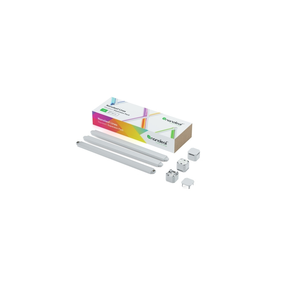 Produktbild för Nanoleaf Lines 60 Degrees Expansion Pack - trådlös belysningsuppsättning - LED x 3 - 2 W - RGBW-lampa - 1200-6500 K - slinga