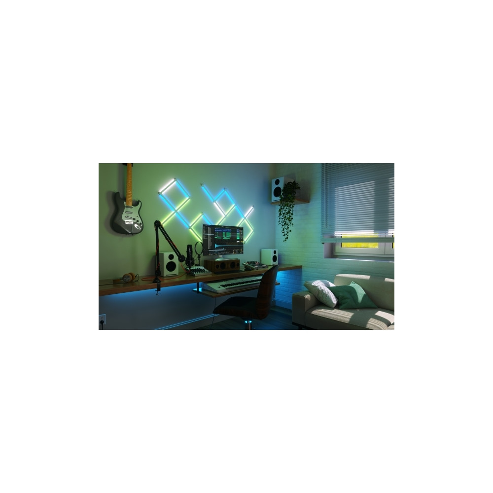 Produktbild för Nanoleaf Lines 60 Degrees Expansion Pack - trådlös belysningsuppsättning - LED x 3 - 2 W - RGBW-lampa - 1200-6500 K - slinga