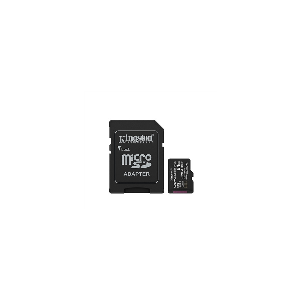 Produktbild för Kingston Canvas Select Plus - flash-minneskort - 64 GB - mikroSDXC UHS-I