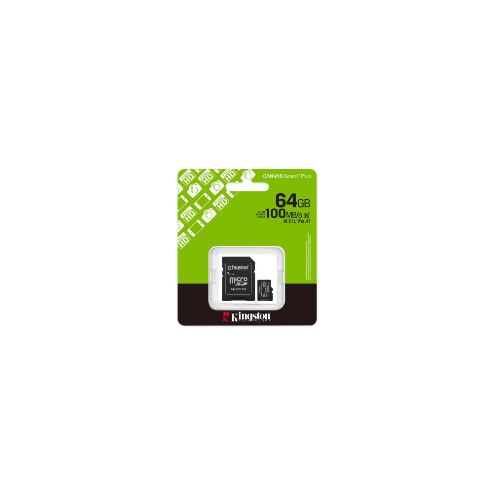 Produktbild för Kingston Canvas Select Plus - flash-minneskort - 64 GB - mikroSDXC UHS-I