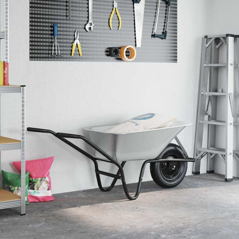 Produktbild för Vagn Silver och svart 141 x 60 x 57 cm Stål