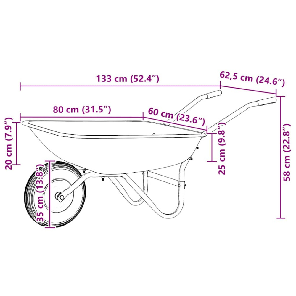Produktbild för Vagn Silver och svart 133 x 62,5 x 58 cm Stål