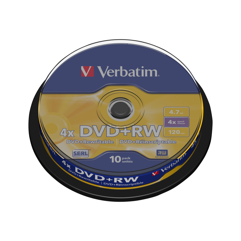 Produktbild för Verbatim - DVD+RW x 10 - 4.7 GB - lagringsmedier