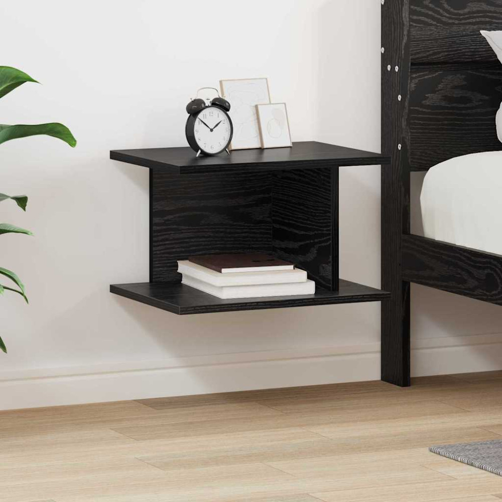 Produktbild för Sängbord Svart Ek 40 x 30 x 25 cm Konstruerat trä