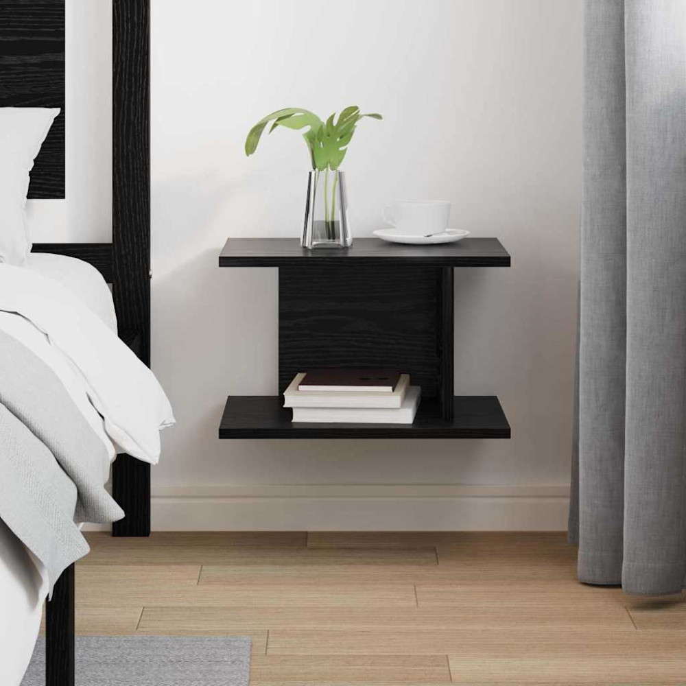Produktbild för Sängbord Svart Ek 40 x 30 x 25 cm Konstruerat trä