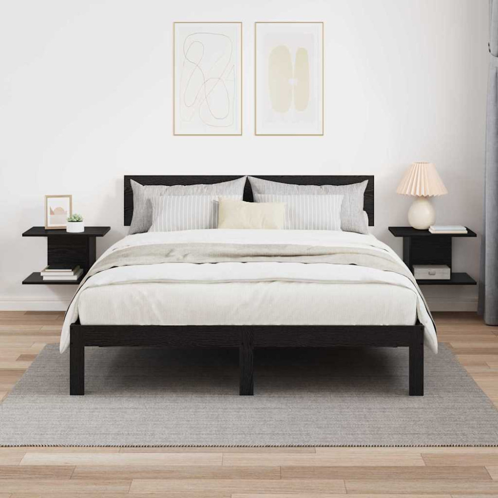 Produktbild för Sängbord 2 pcs Svart Ek 40 x 30 x 25 cm Konstruerat trä