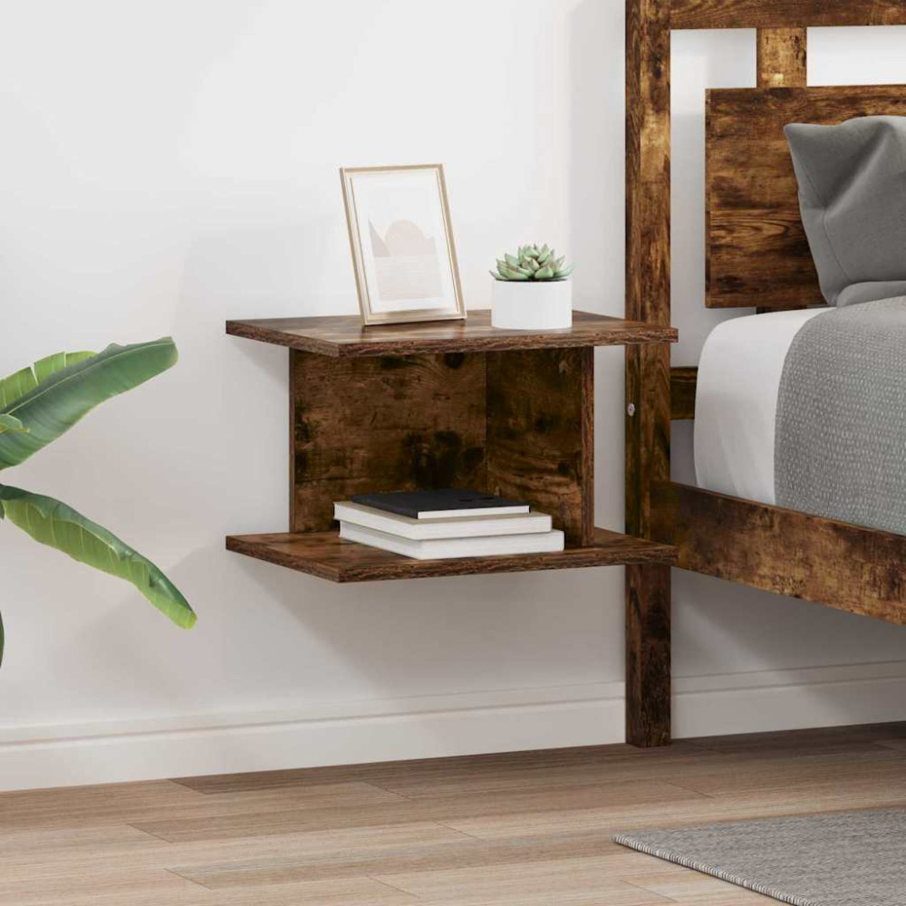 Produktbild för Sängbord 2 pcs Rökt ek 40 x 30 x 25 cm Konstruerat trä