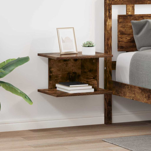 vidaXL Sängbord 2 pcs Rökt ek 40 x 30 x 25 cm Konstruerat trä