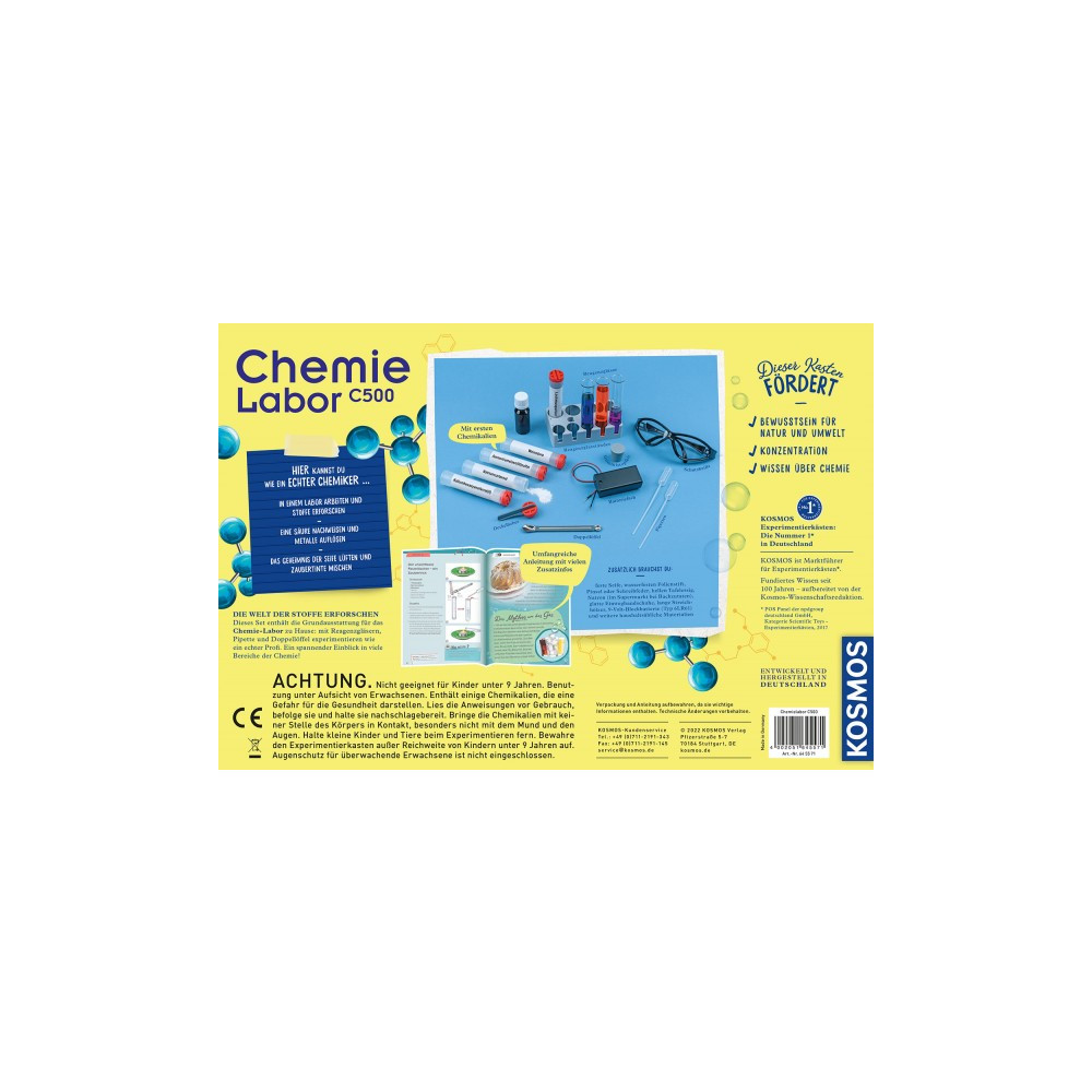 Produktbild för Kosmos Chemie labor C 500, Experimentsats, Kemi, 9 År, Multi...
