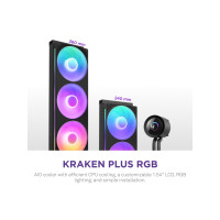 Produktbild för NZXT Kraken Plus RGB 240, Allt-i-ett vätskekylare, 12 cm, Sv...