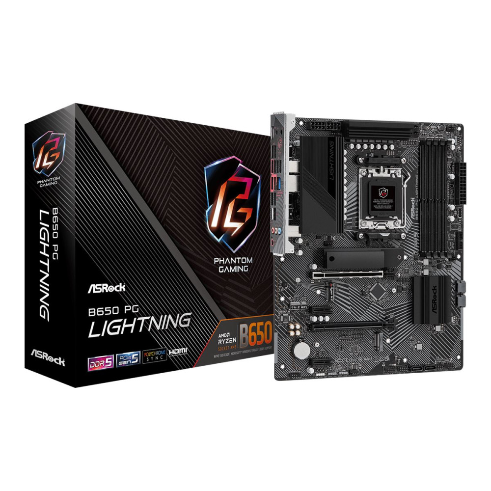 Produktbild för ASRock B650 PG Lightning - moderkort - ATX - Socket AM5 - AMD B650