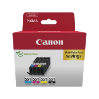 Produktbild för Canon CLI-551 C/M/Y/BK Multipack - 4-pack - svart, cyan, magenta, gul - original - bläcktank