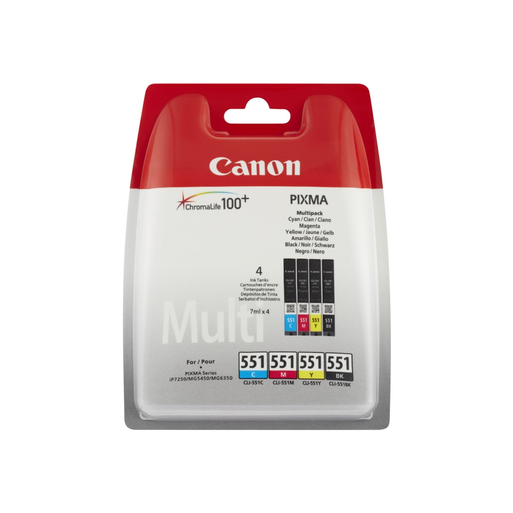 Produktbild för Canon CLI-551 C/M/Y/BK Multipack - 4-pack - svart, cyan, magenta, gul - original - bläcktank