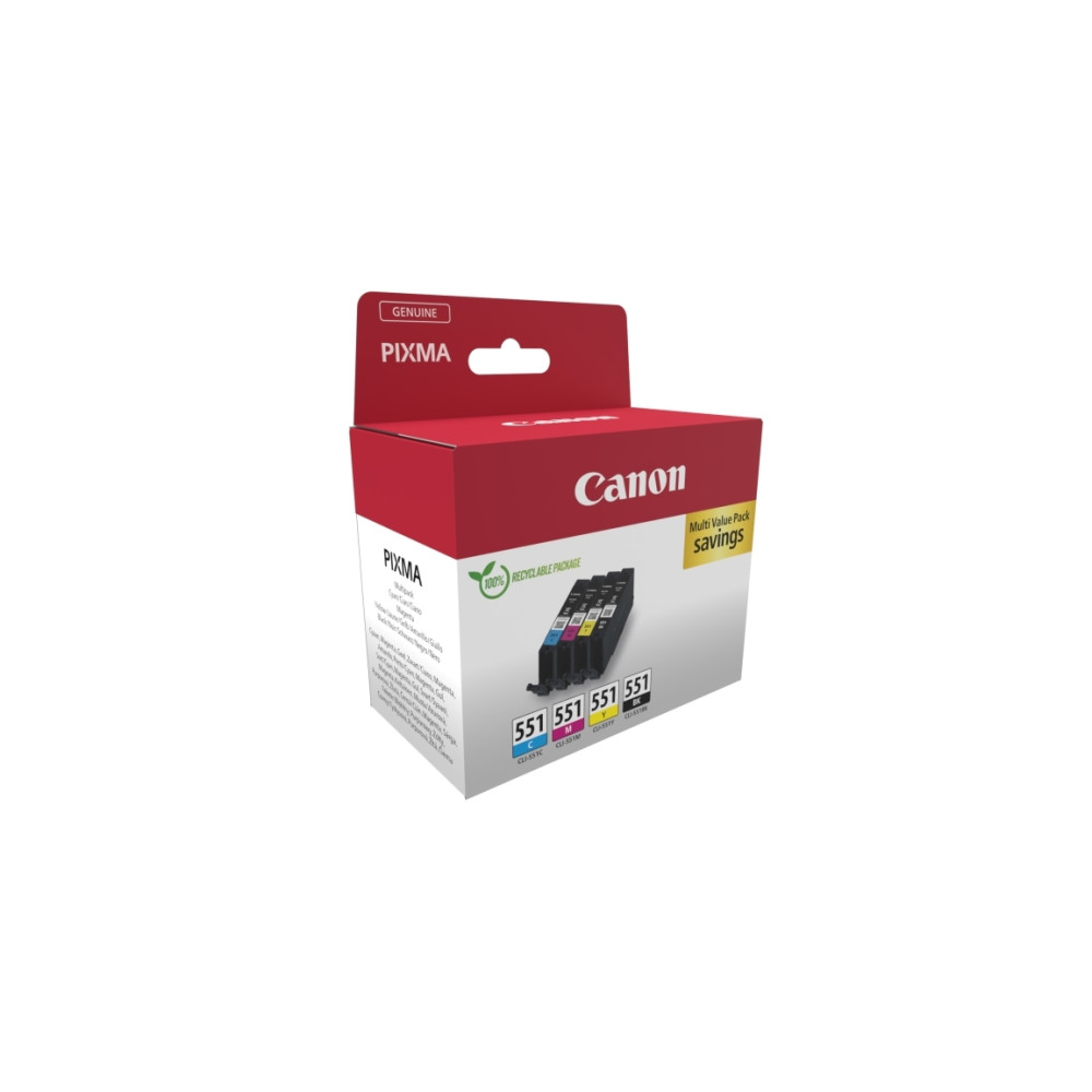 Produktbild för Canon CLI-551 C/M/Y/BK Multipack - 4-pack - svart, cyan, magenta, gul - original - bläcktank
