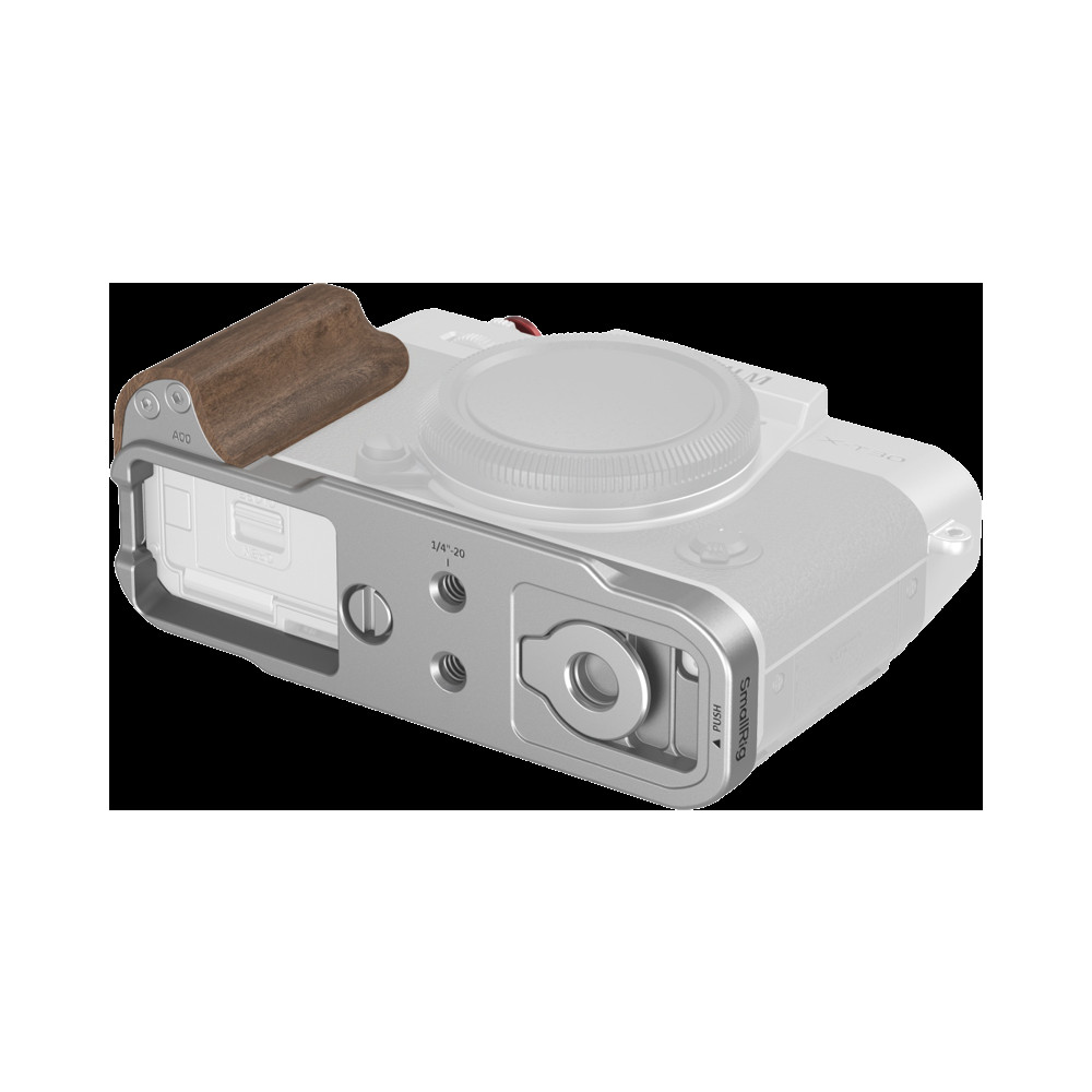 Produktbild för SmallRig 5667 L-Shaped Mount Plate with Wooden Handle for FUJIFILM T30 / T30 II / X-T30 III Silver