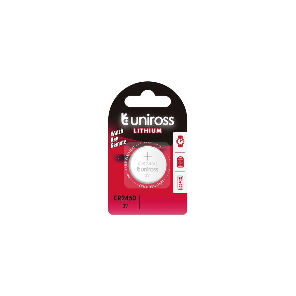 Produktbild för Uniross U1CR2450, Engångsbatteri, CR2450, Litium, 3 V, 1 sty...