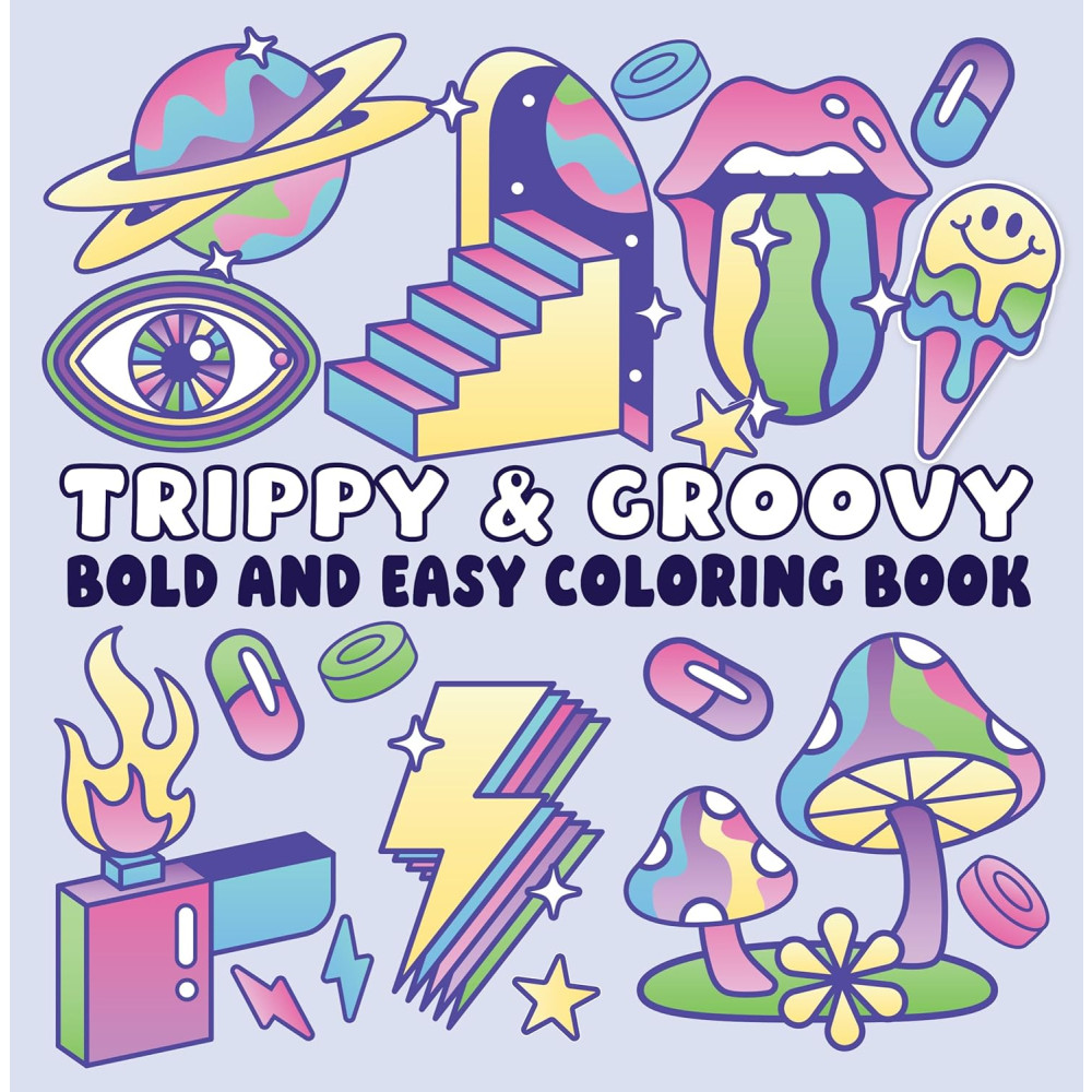 Produktbild för Trippy & Groovy Bold and Easy Coloring Book (häftad, eng)