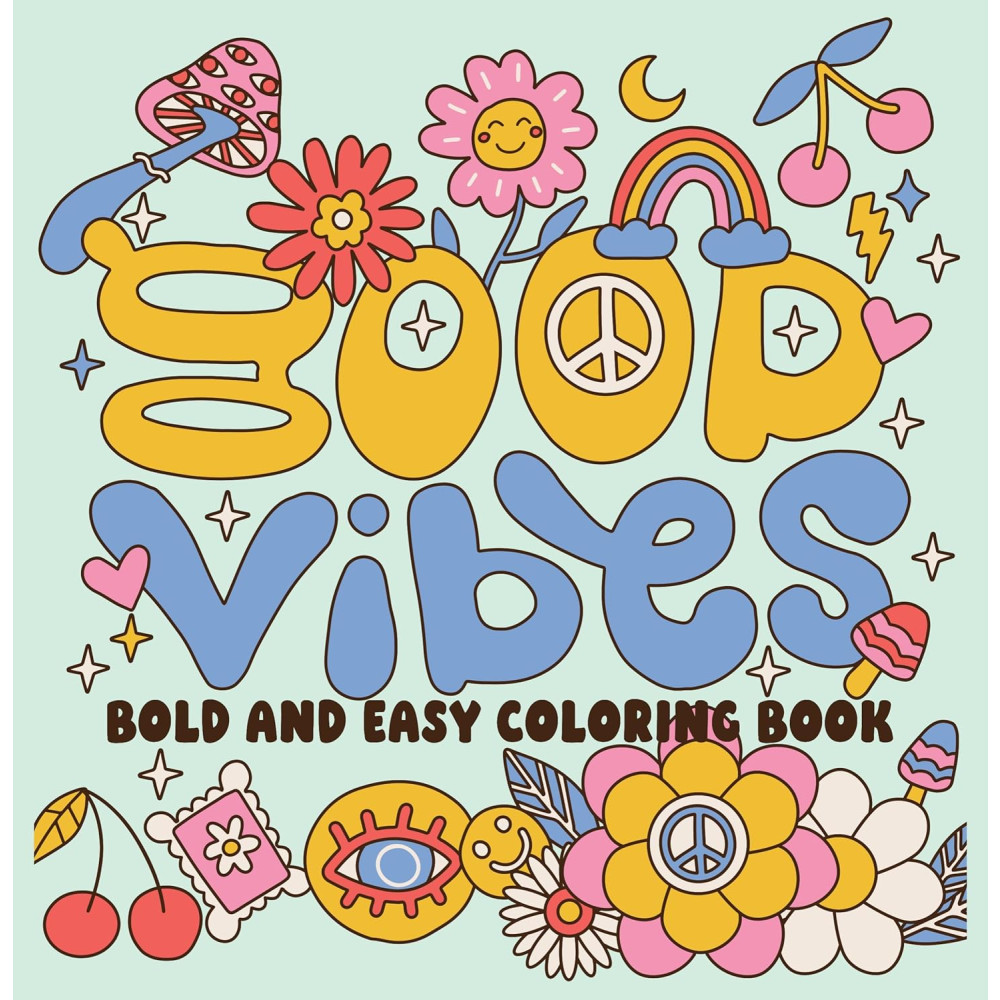 Produktbild för Good Vibes Bold and Easy Coloring Book (häftad, eng)