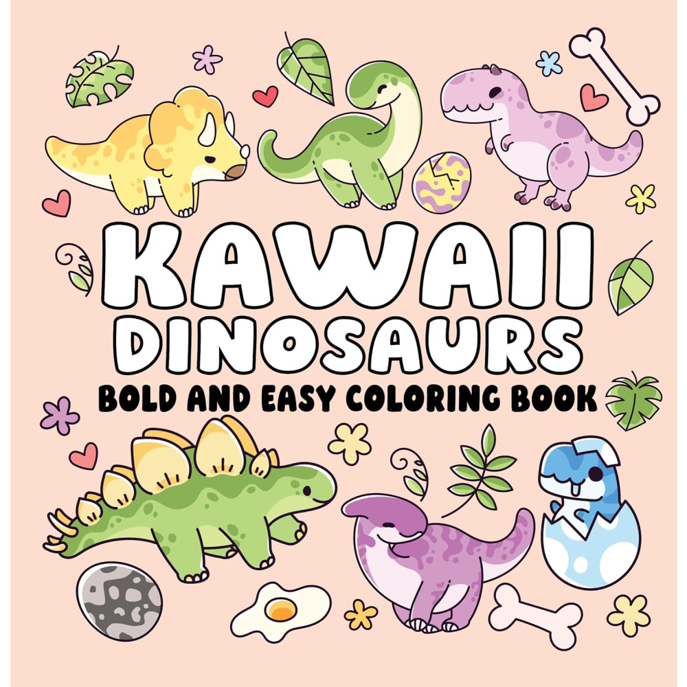 Produktbild för Kawaii Dinosaurs Bold and Easy Coloring Book (häftad, eng)
