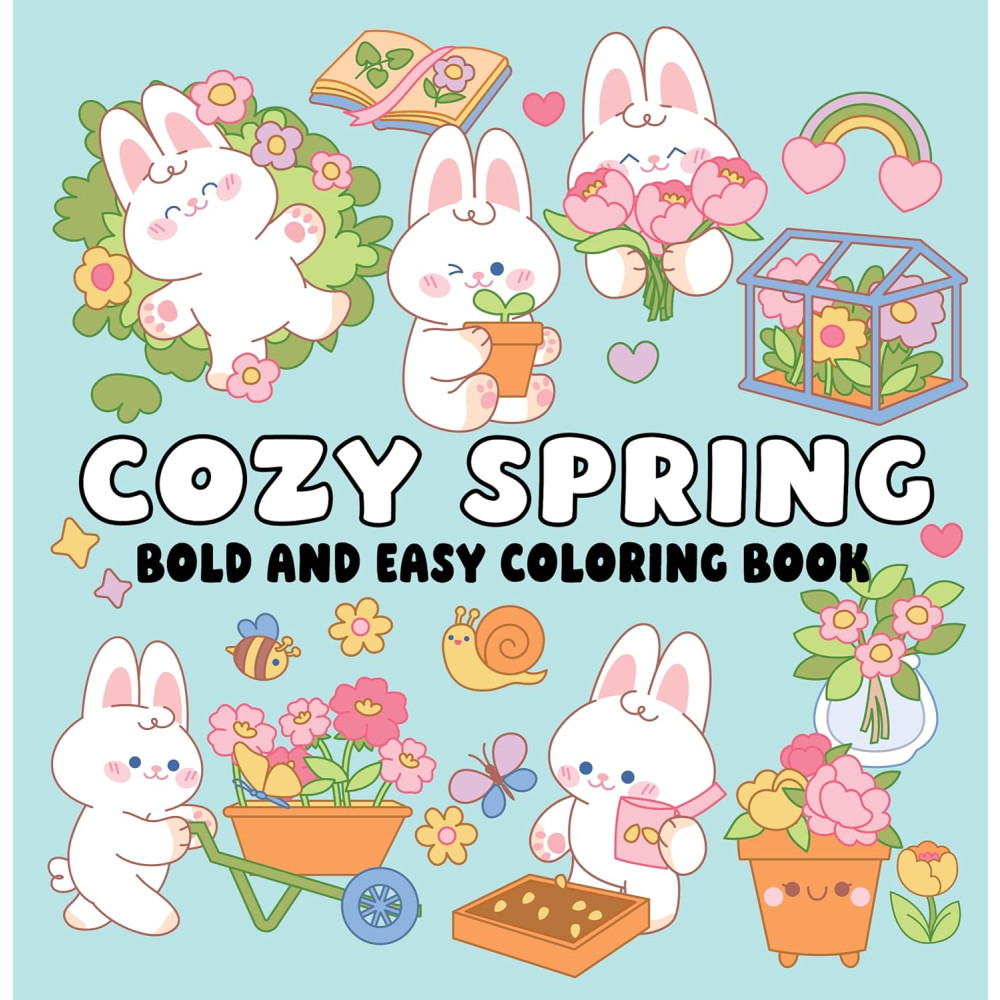 Produktbild för Cozy Spring Bold and Easy Coloring Book (häftad, eng)