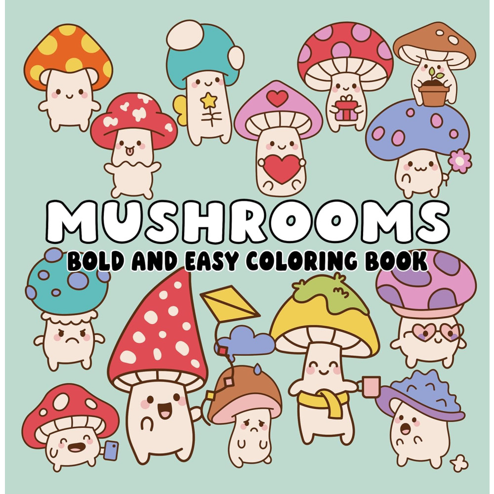 Produktbild för Mushrooms Bold and Easy Coloring Book (häftad, eng)