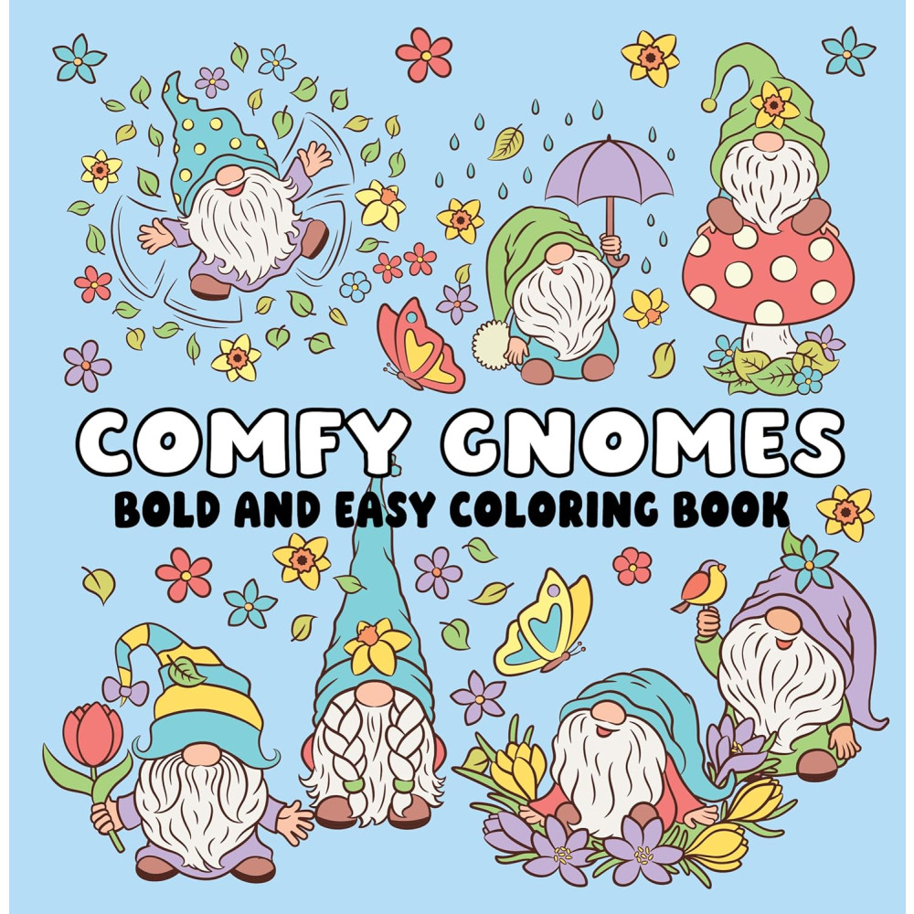 Produktbild för Comfy Gnomes Bold and Easy Coloring Book (häftad, eng)