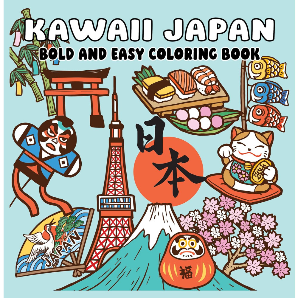 Produktbild för Kawaii Japan Bold and Easy Coloring Book (häftad, eng)