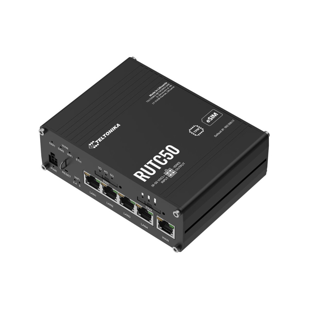 Produktbild för Teltonika RUTC50 - trådlös router - WWAN - Wi-Fi 6 - 3G, 4G, 5G - DIN-skenmonterbar, väggmonterbar, bordsmonterbar