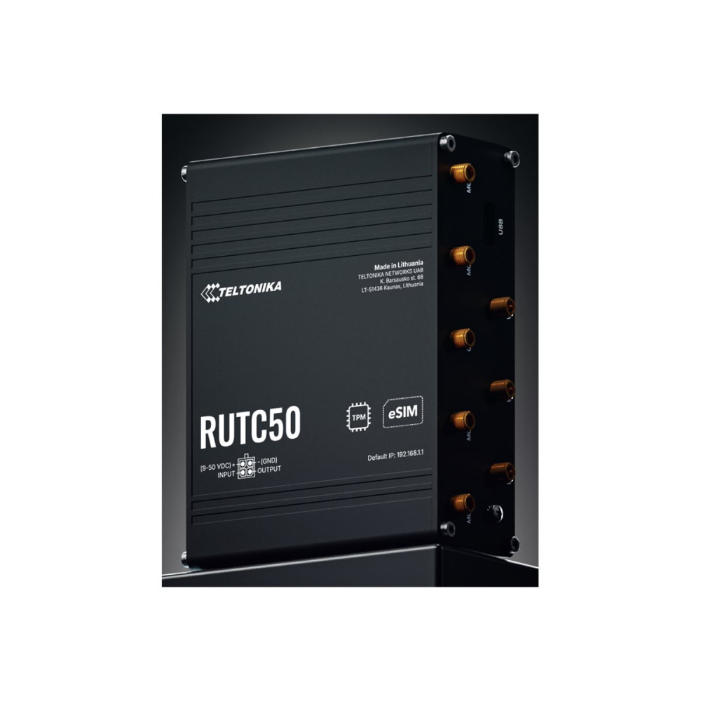 Produktbild för Teltonika RUTC50 - trådlös router - WWAN - Wi-Fi 6 - 3G, 4G, 5G - DIN-skenmonterbar, väggmonterbar, bordsmonterbar
