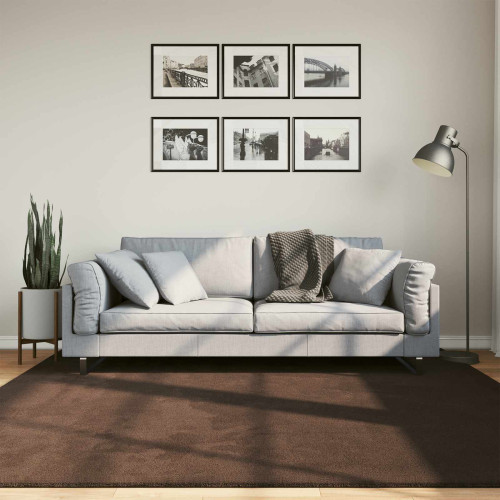 vidaXL Mellanhög mjuk och tvättbar matta HUARTE Brun 200 x 200 cm