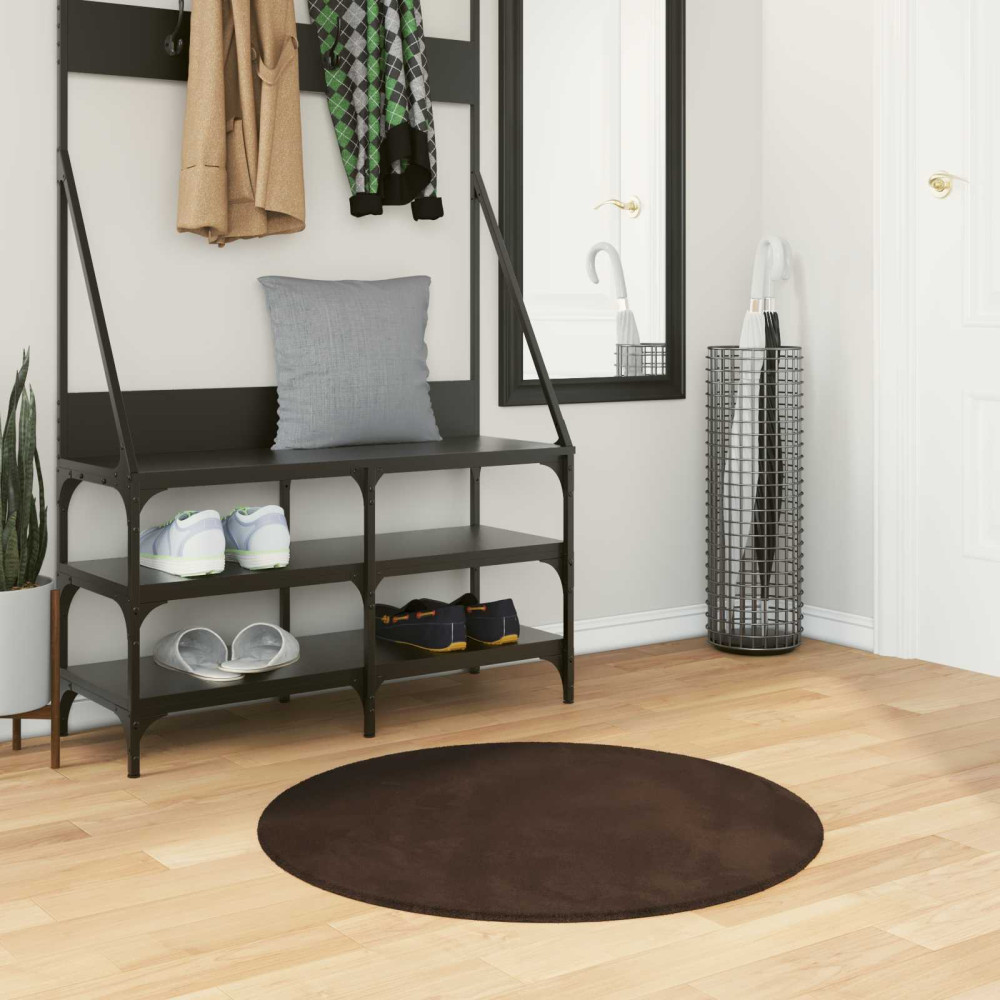 Produktbild för Mellanhög mjuk och tvättbar matta HUARTE Brun Ø 80 CM Polyester