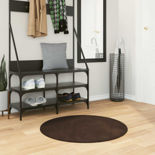 vidaXL Mellanhög mjuk och tvättbar matta HUARTE Brun Ø 80 CM Polyester