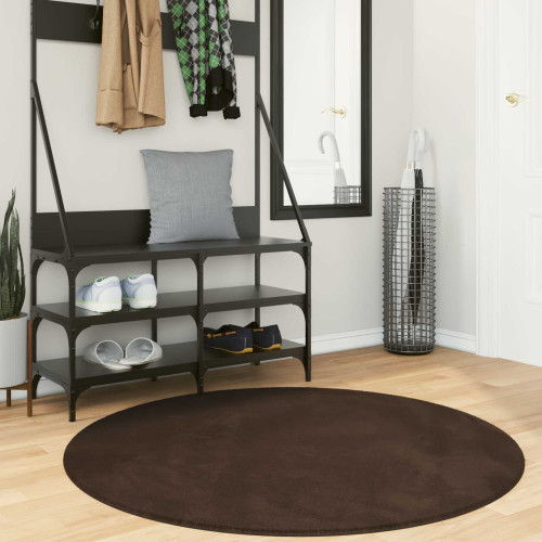 vidaXL Mellanhög mjuk och tvättbar matta HUARTE Brun Ø 120 CM