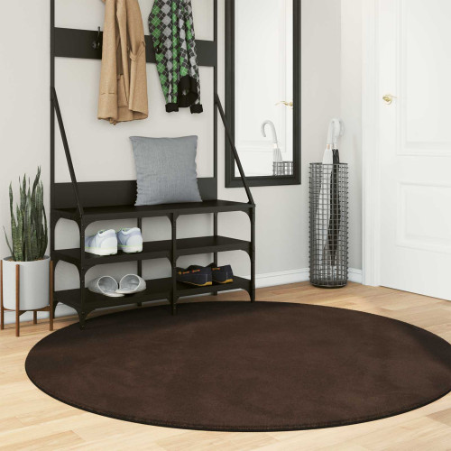 vidaXL Mellanhög mjuk och tvättbar matta HUARTE Brun Ø 160 CM