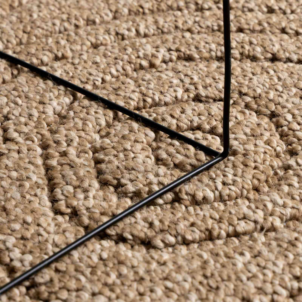 Produktbild för Områdesmattor Rund Moiré AGIRA Naturfärg Ø 120 CM Polyester